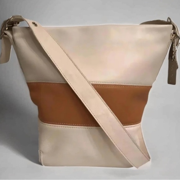 Coach Vtg Cream & Tan Legacy 2-Way Color Block Handbag - Picture 2 of 10